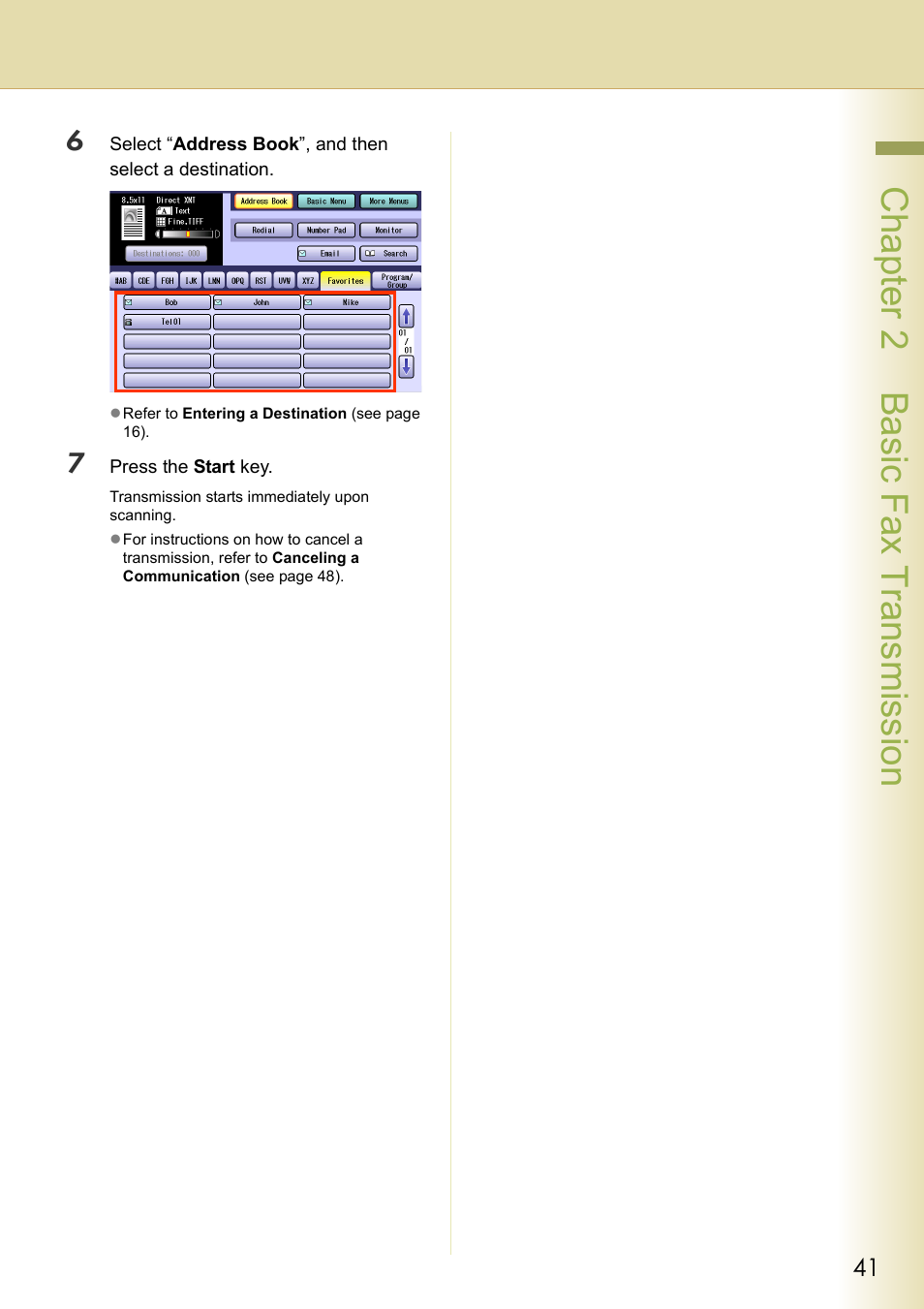 Chapter 2 basic fax transmission | Panasonic DP-C354 User Manual | Page 41 / 220