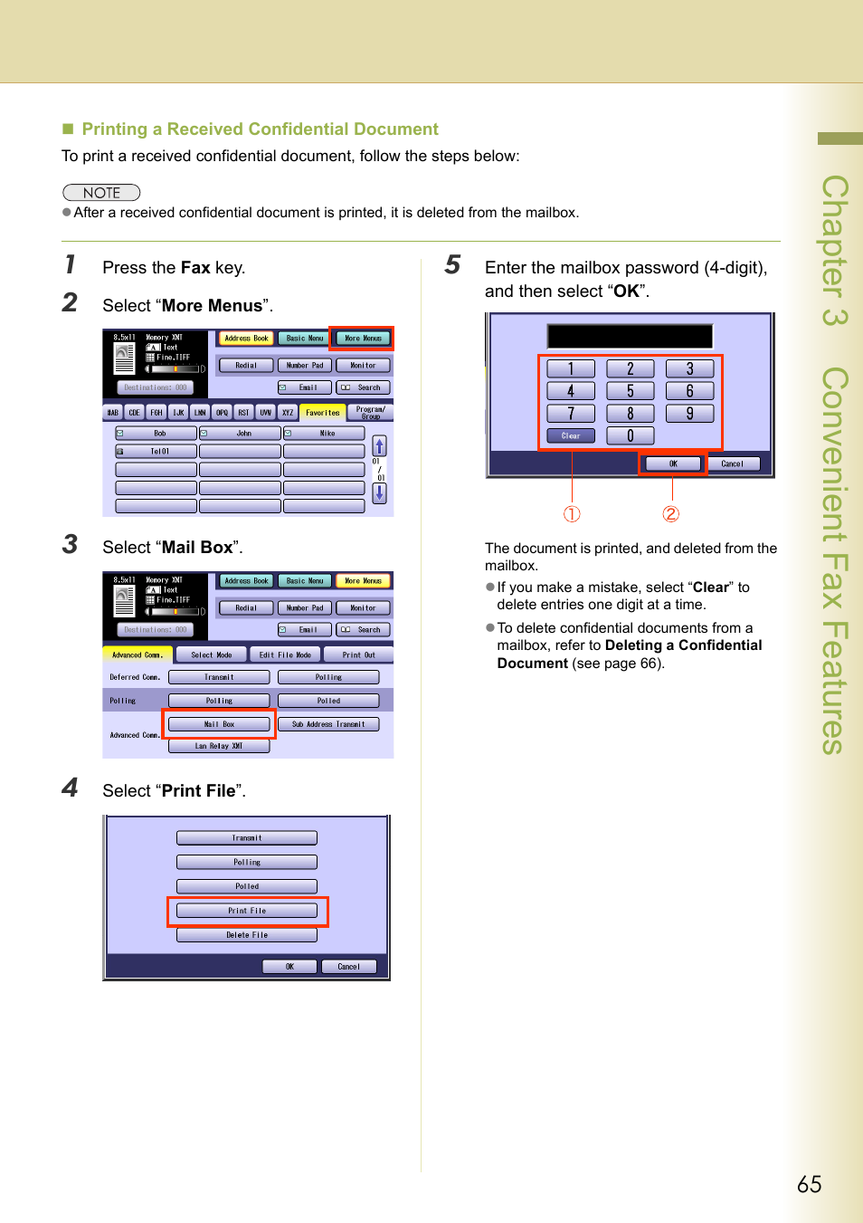 Chapter 3 convenient fax f eatures | Panasonic DP-C354 User Manual | Page 65 / 220
