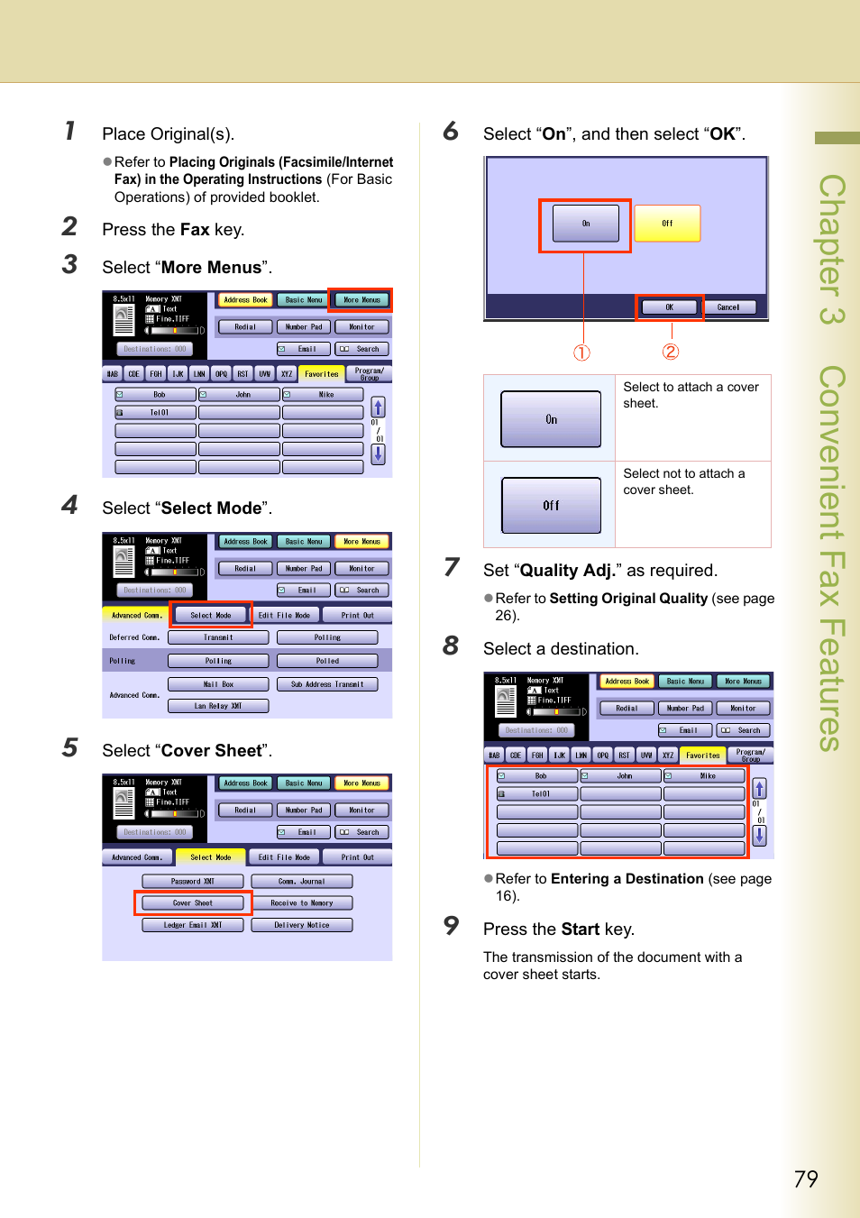 Chapter 3 convenient fax f eatures | Panasonic DP-C354 User Manual | Page 79 / 220