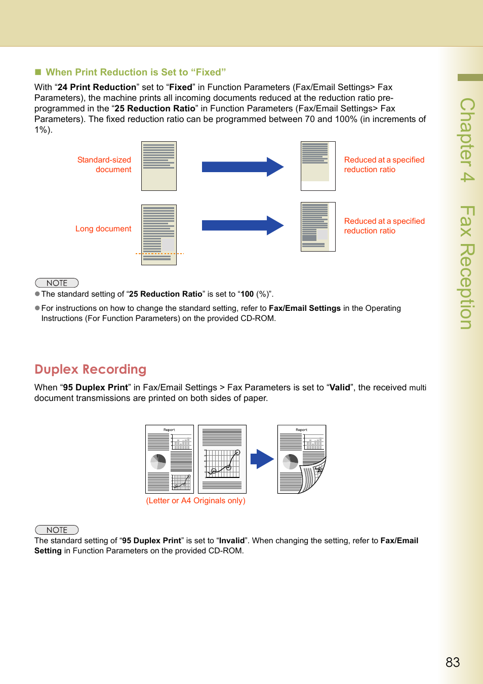 Duplex recording, Cha pter 4 fax recep tio n | Panasonic DP-C354 User Manual | Page 83 / 220
