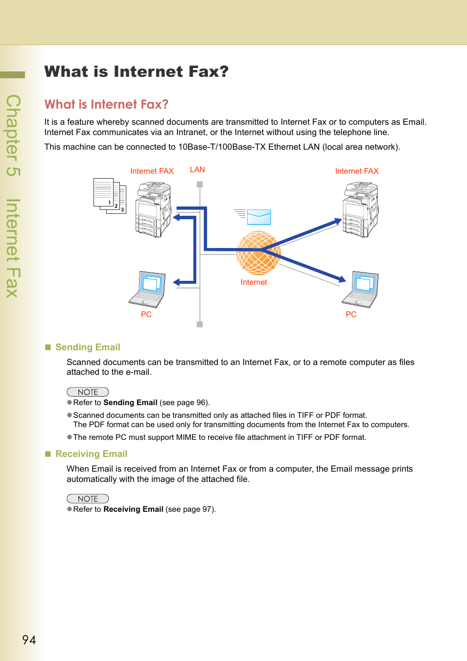 Internet fax, What is internet fax, Chapter 5 internet fax | Cha pter 5 internet f ax | Panasonic DP-C354 User Manual | Page 94 / 220