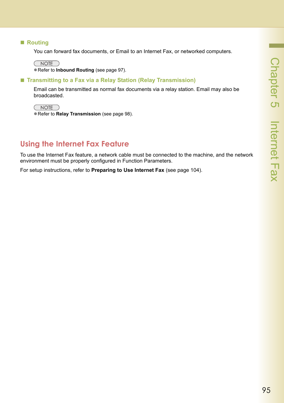 Using the internet fax feature, Cha pter 5 internet f ax | Panasonic DP-C354 User Manual | Page 95 / 220