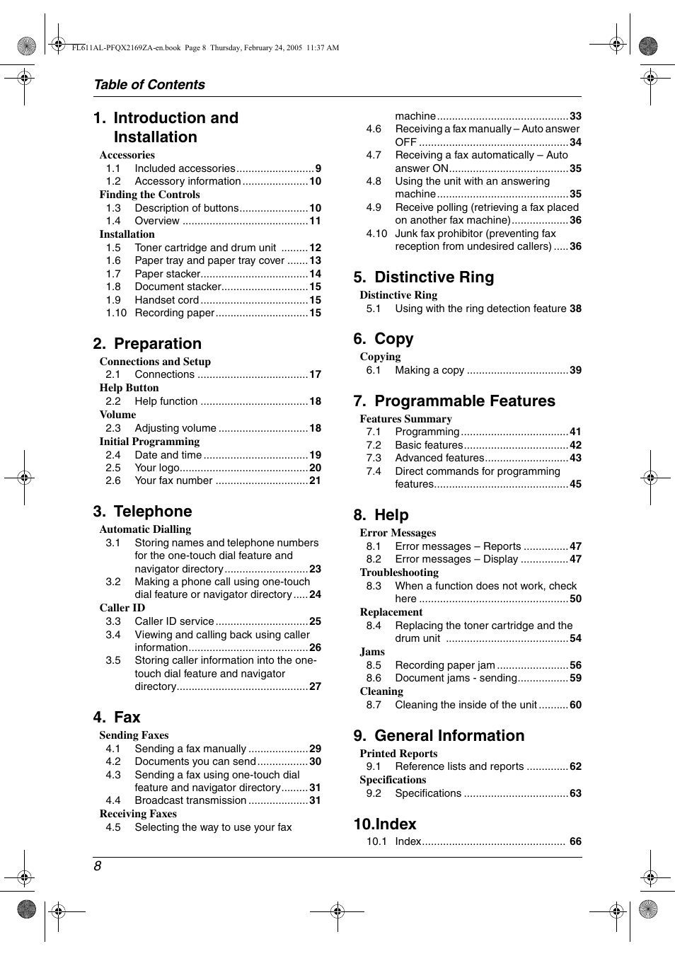 Panasonic KX-FL611AL User Manual | Page 10 / 70