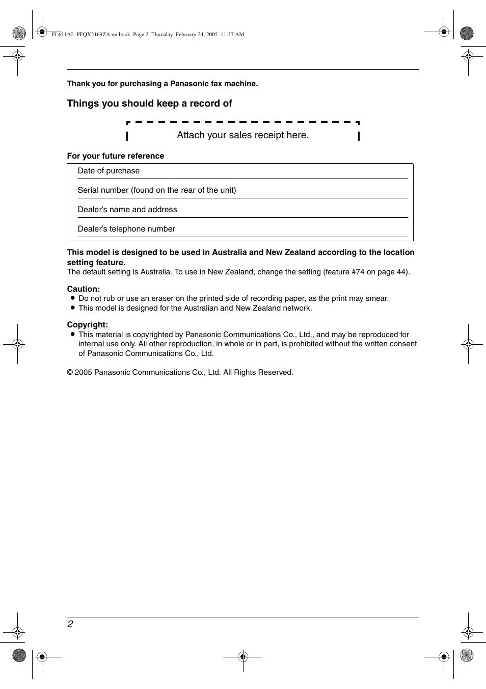 Panasonic KX-FL611AL User Manual | Page 4 / 70