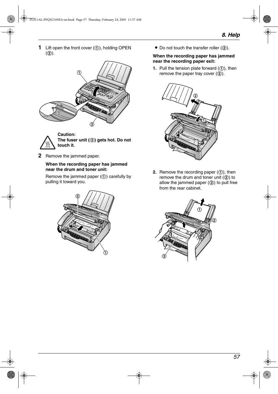 Help 57 1 | Panasonic KX-FL611AL User Manual | Page 59 / 70