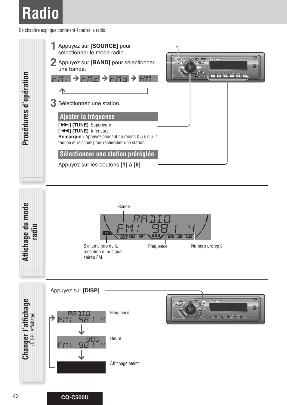 Radio | Panasonic CQ-C500U User Manual | Page 42 / 88