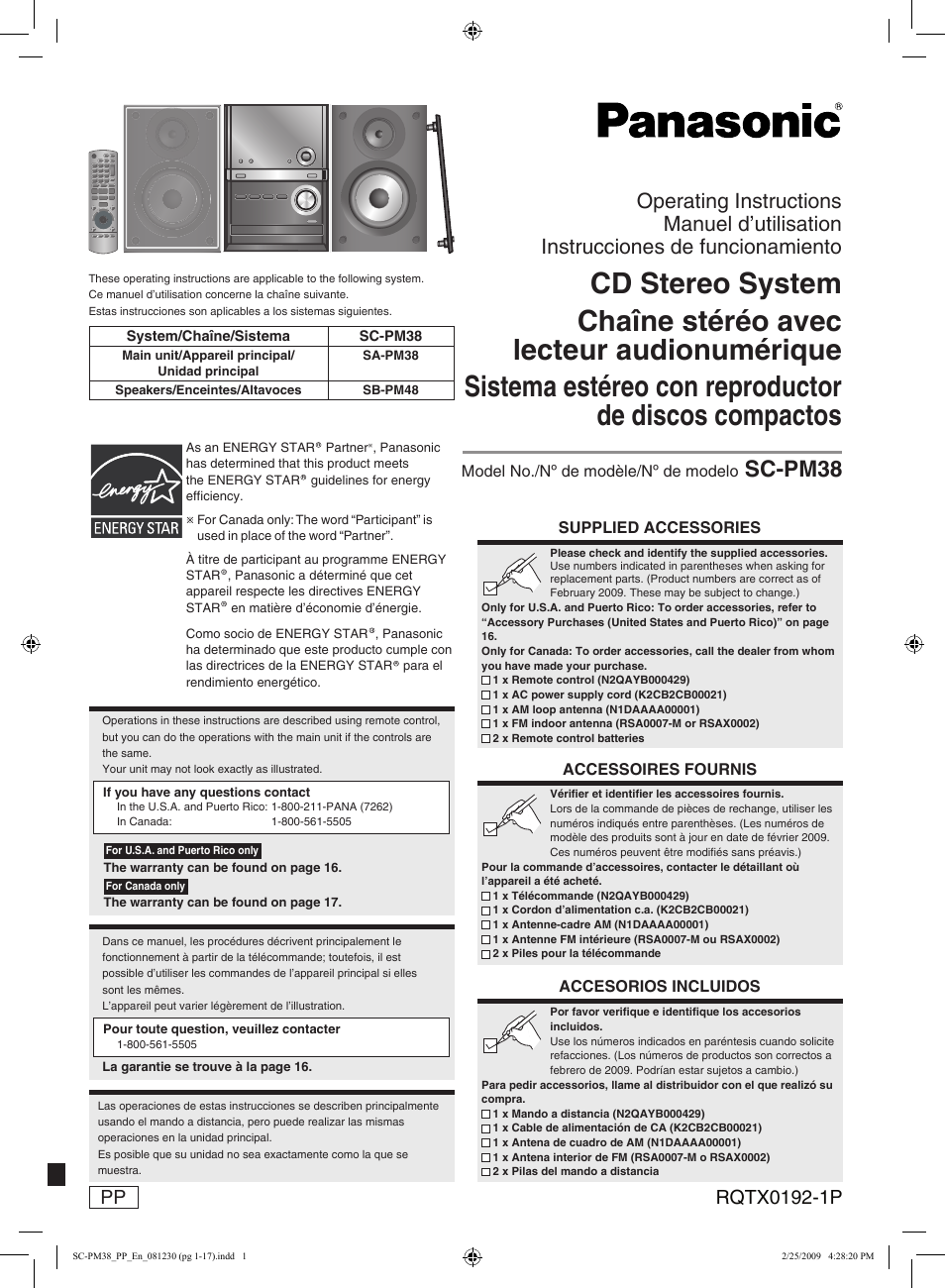 Panasonic SB-PM48 User Manual | 48 pages