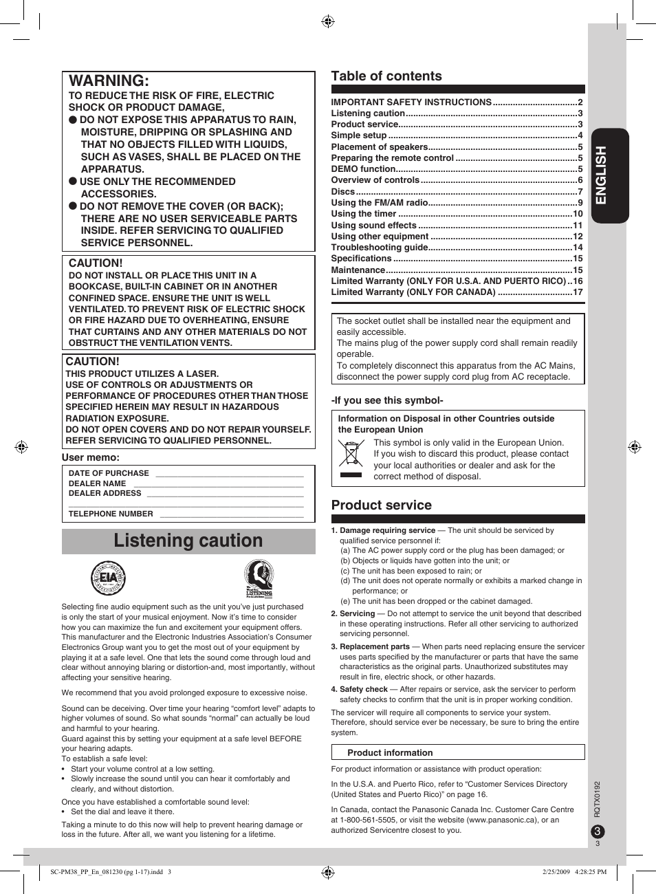 Panasonic SB-PM48 User Manual | Page 3 / 48