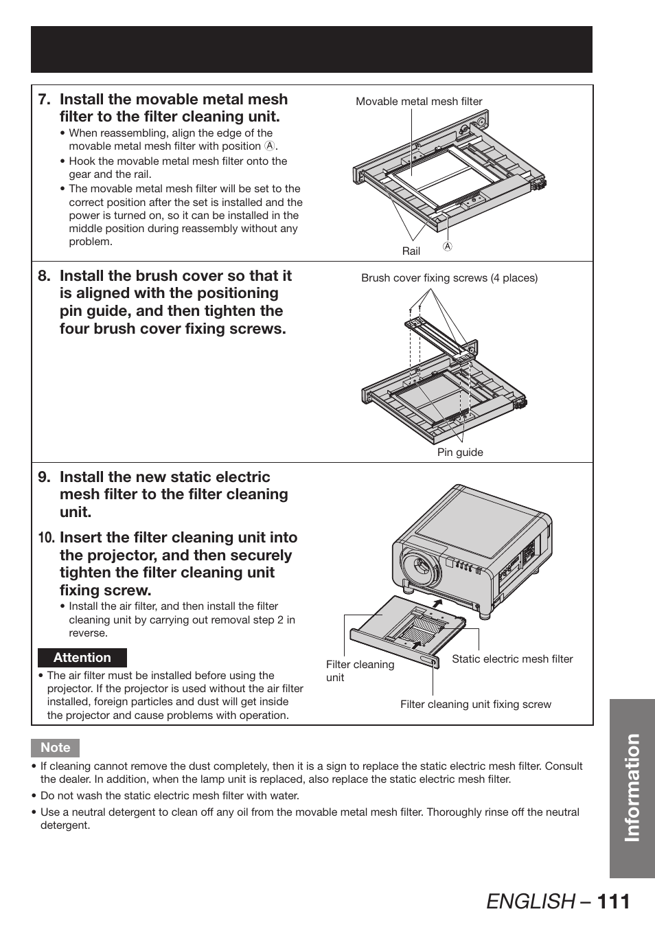 English – 111, Information | Panasonic PT-DW100E User Manual | Page 111 / 126