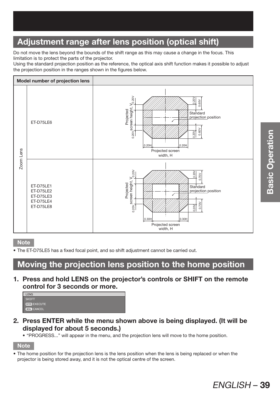 English – 39 | Panasonic PT-DW100E User Manual | Page 39 / 126