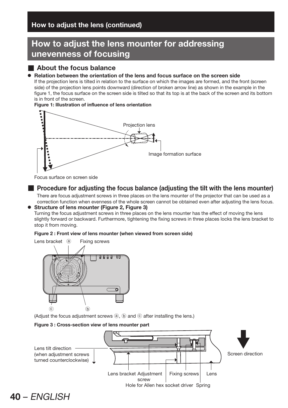 40 – english | Panasonic PT-DW100E User Manual | Page 40 / 126