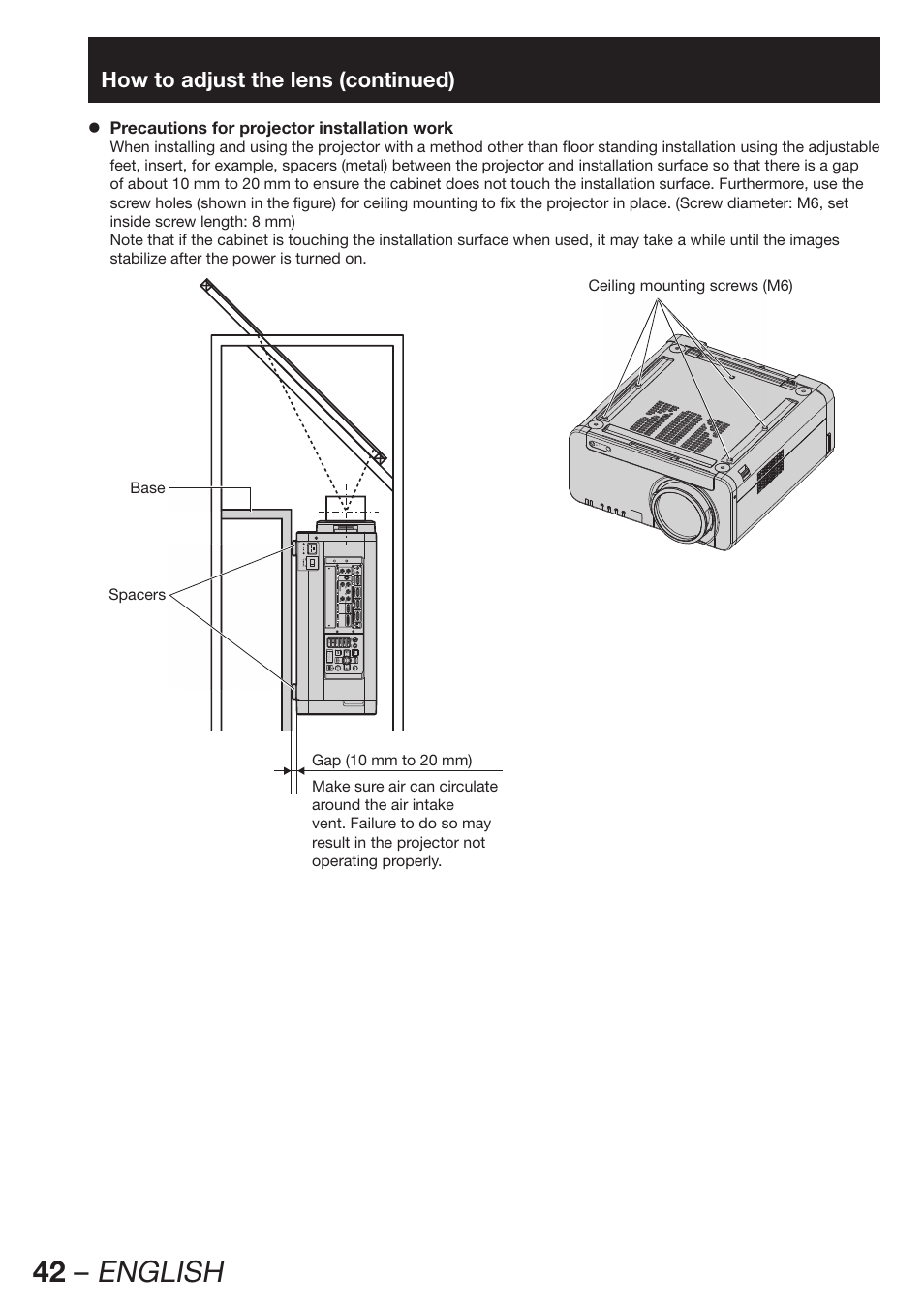 42 – english | Panasonic PT-DW100E User Manual | Page 42 / 126