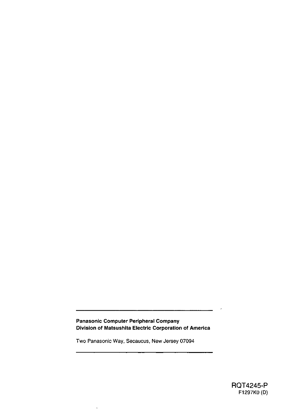 Rqt4245-p | Panasonic SQ-TC520N User Manual | Page 32 / 32