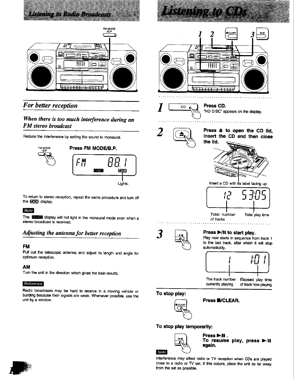 For better reception, N c 3, C j j ^ 1 | Panasonic RX-DT650 User Manual | Page 14 / 28