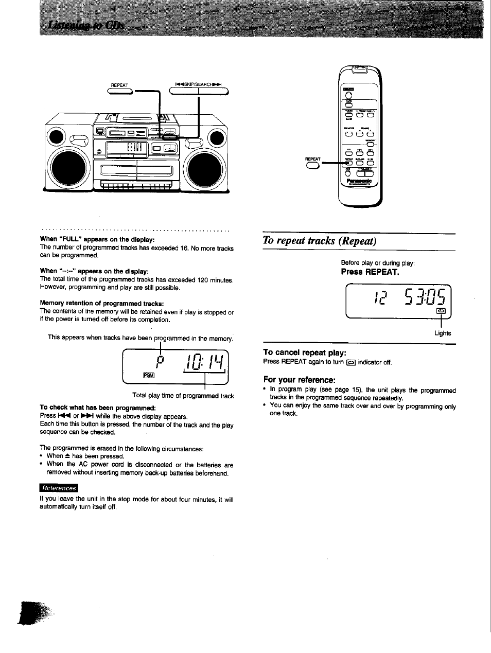 To repeat tracks (repeat), J ju j | Panasonic RX-DT650 User Manual | Page 16 / 28