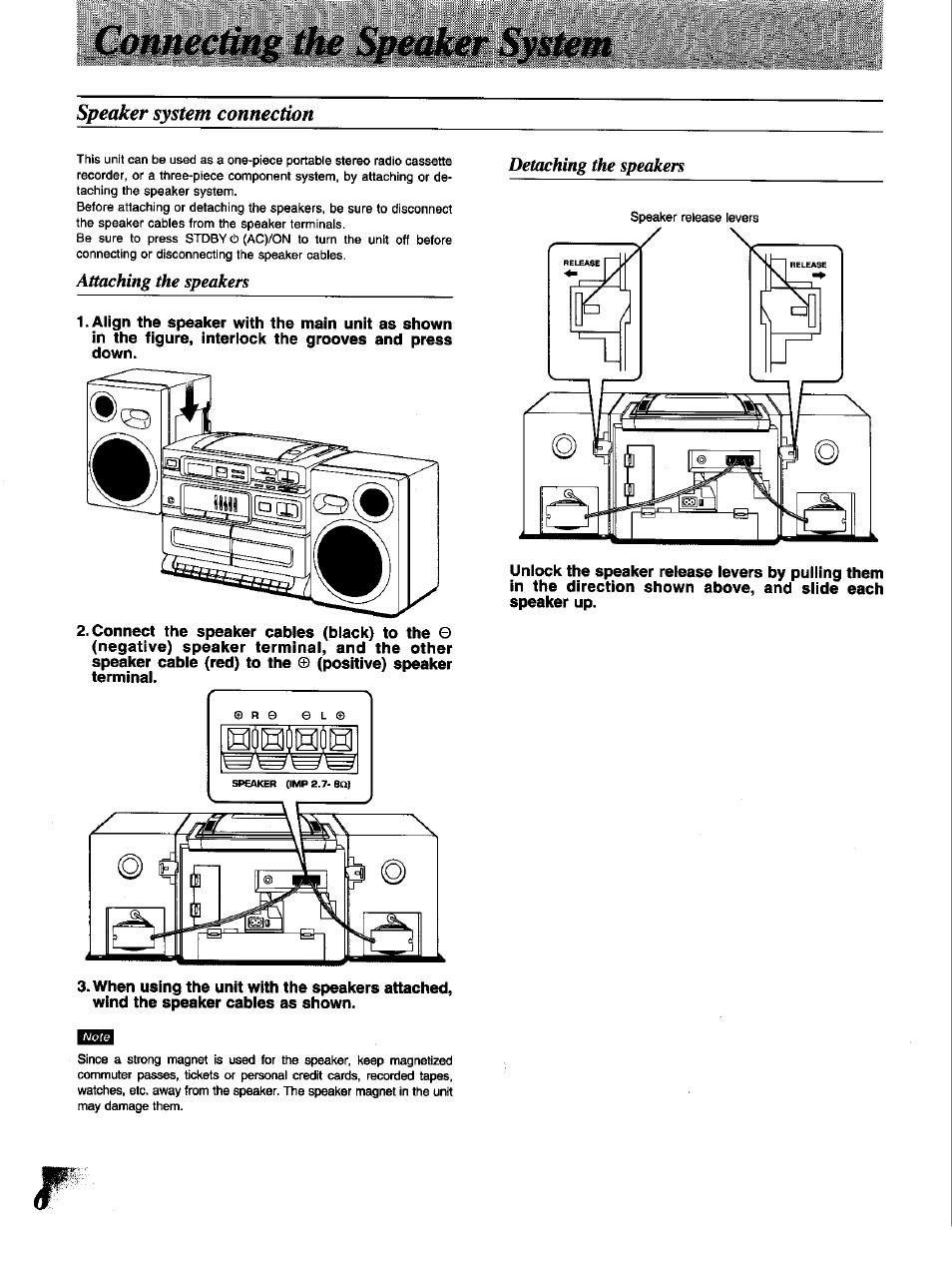 Connecting the weaker system, Speaker system connection | Panasonic RX-DT650 User Manual | Page 6 / 28