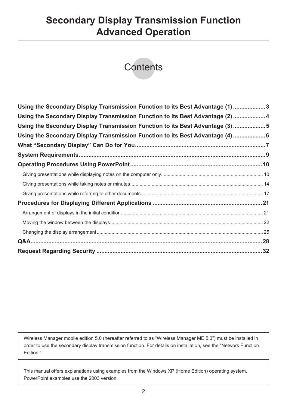 Panasonic Secondary Display Transmission Function User Manual | Page 2 / 33