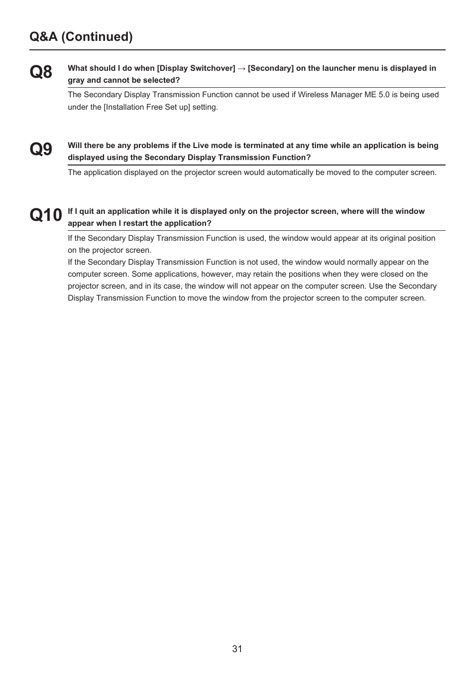 Panasonic Secondary Display Transmission Function User Manual | Page 31 / 33