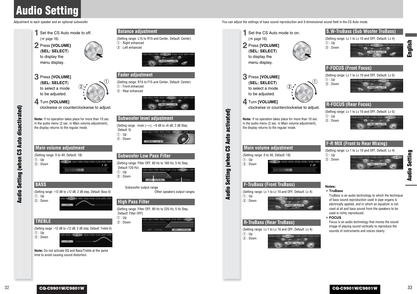 Audio setting | Panasonic C9801W User Manual | Page 16 / 22