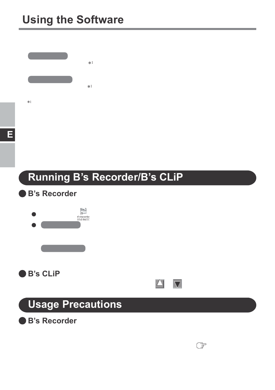 Using the software, Running b’s recorder/b’s clip, Usage precautions | B’s recorder, B’s clip | Panasonic CF-VDM292U User Manual | Page 18 / 96