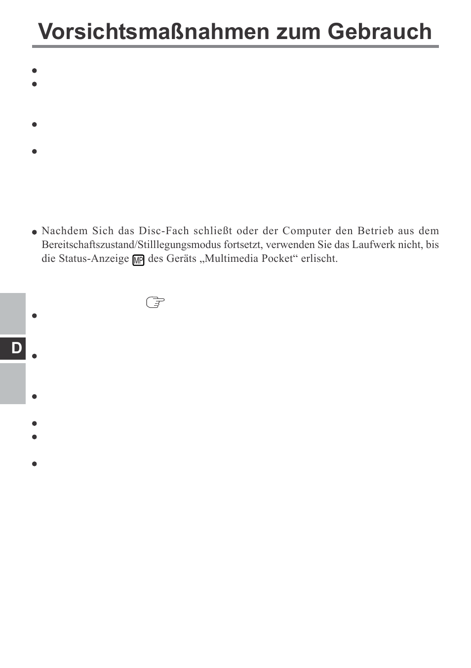 Vorsichtsmaßnahmen zum gebrauch | Panasonic CF-VDM292U User Manual | Page 26 / 96