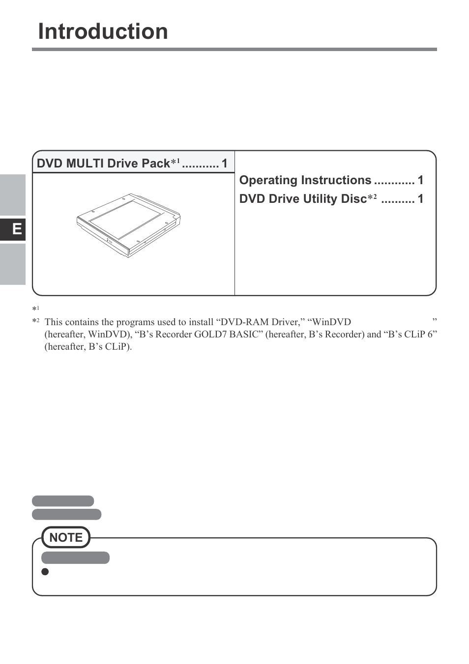 Introduction, Dvd multi drive pack, Operating instructions dvd drive utility disc | Panasonic CF-VDM292U User Manual | Page 4 / 96