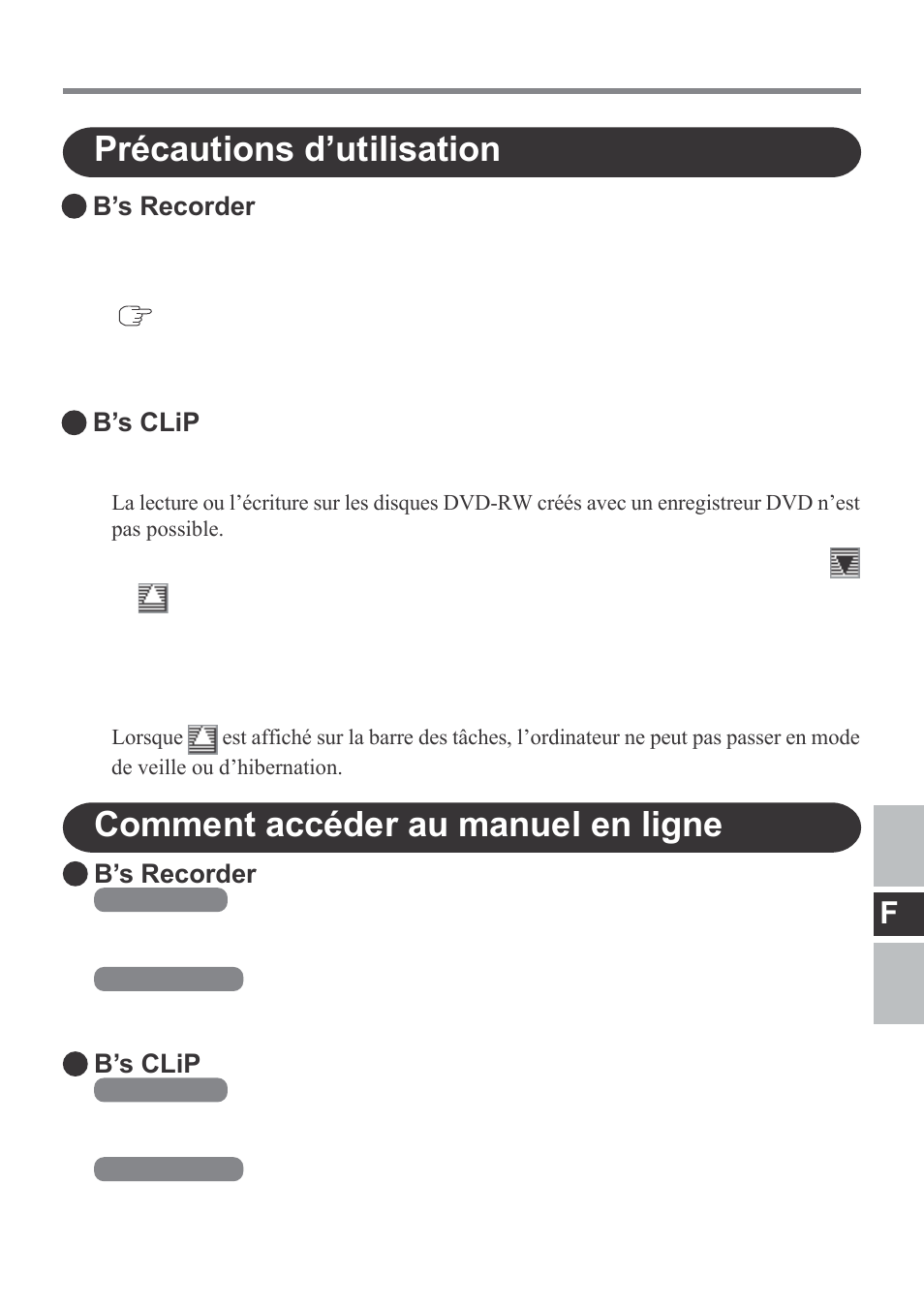 Précautions d’utilisation, Comment accéder au manuel en ligne | Panasonic CF-VDM292U User Manual | Page 63 / 96