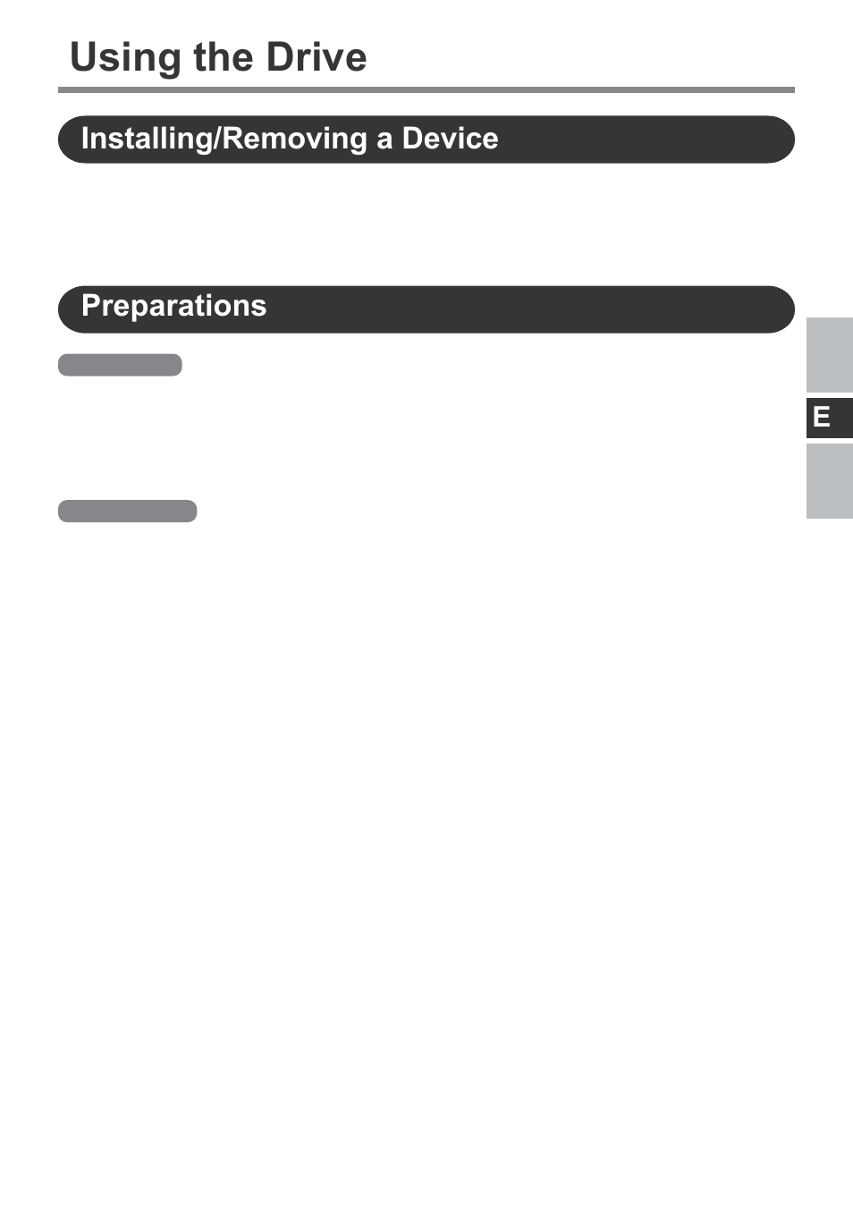 Using the drive, Installing/removing a device preparations | Panasonic CF-VDM292U User Manual | Page 7 / 96