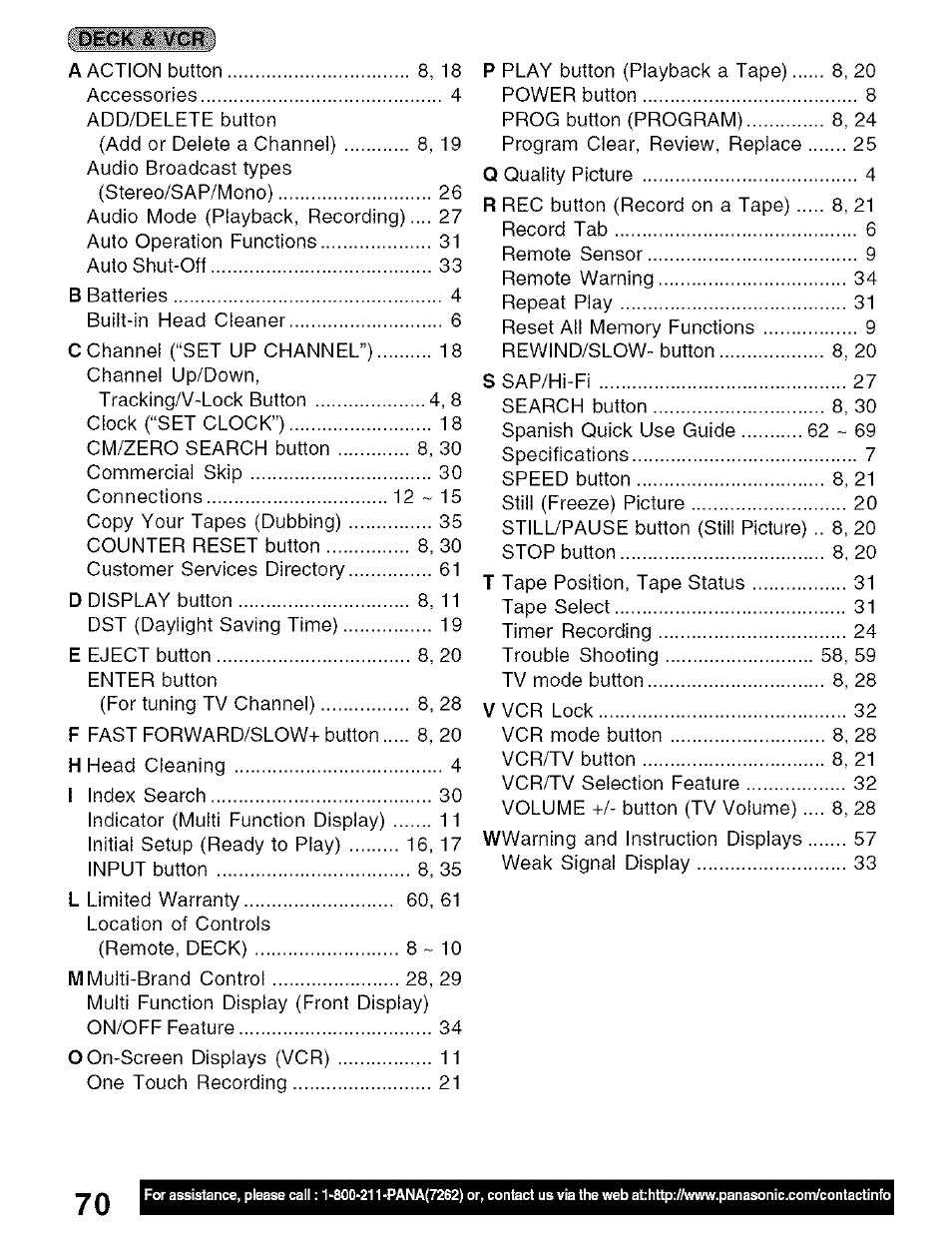 Panasonic PV-D4734S User Manual | Page 70 / 72