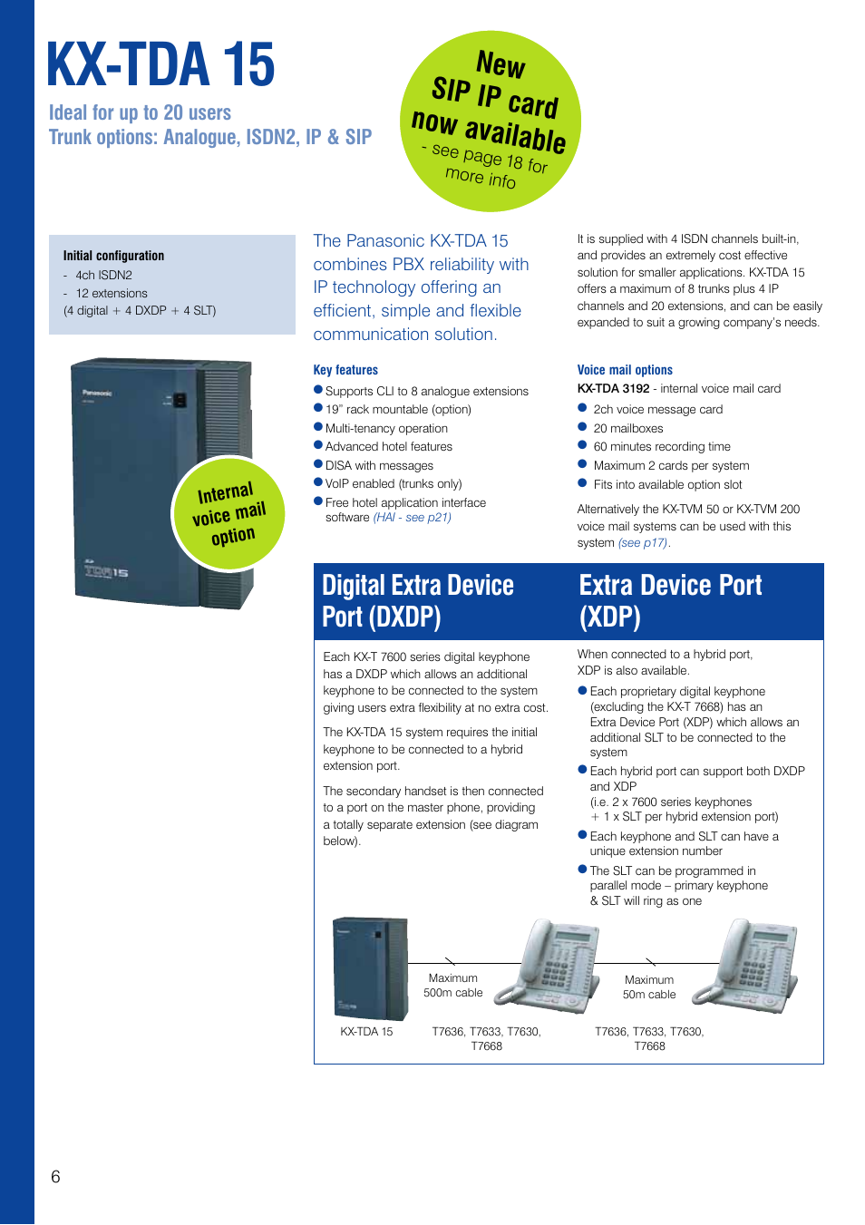 Kx-tda 15, New sip ip card now available | Panasonic KX-TEA User Manual | Page 6 / 24