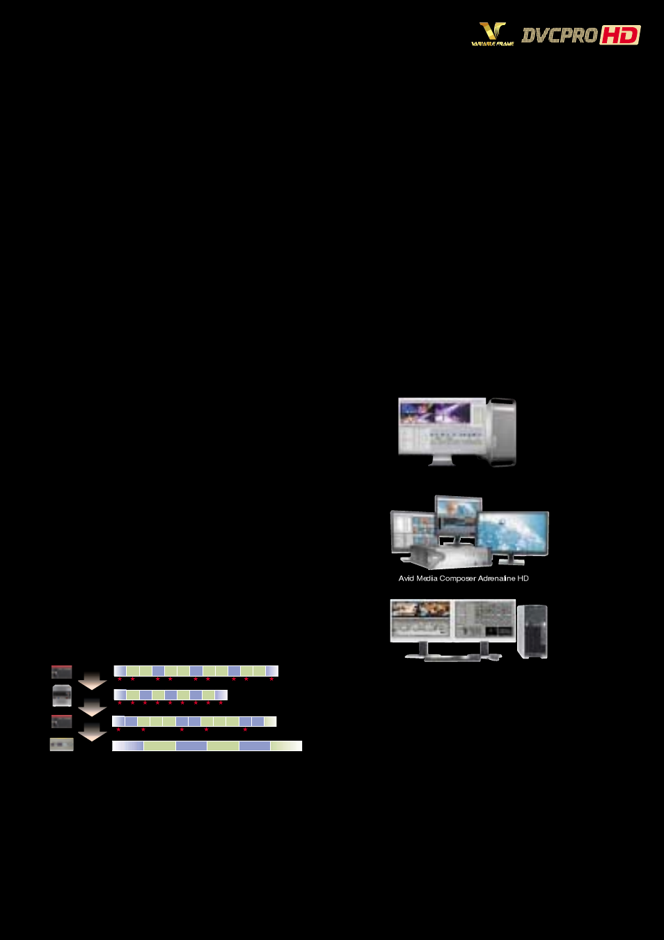 On-site previewing, Variable frame rate compatible non-linear editing, Film recording | Conversion to tv broadcast footage, 24 fps non-linear editing, 25 fps non-linear editing, Multi-format output | Panasonic AJ-HDC27H User Manual | Page 17 / 20