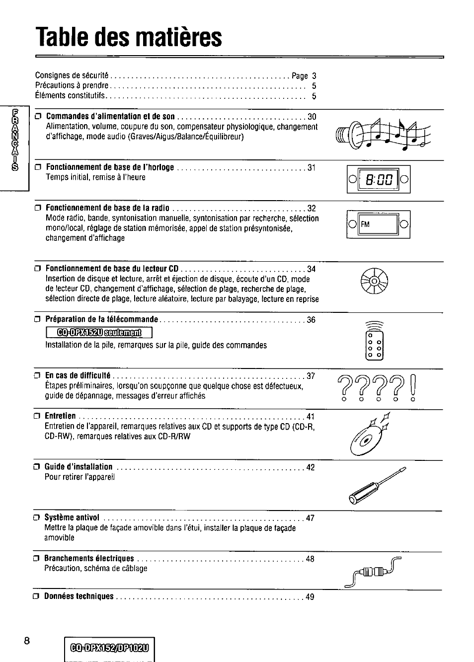 Panasonic CQ-DPX152 User Manual | Page 8 / 72