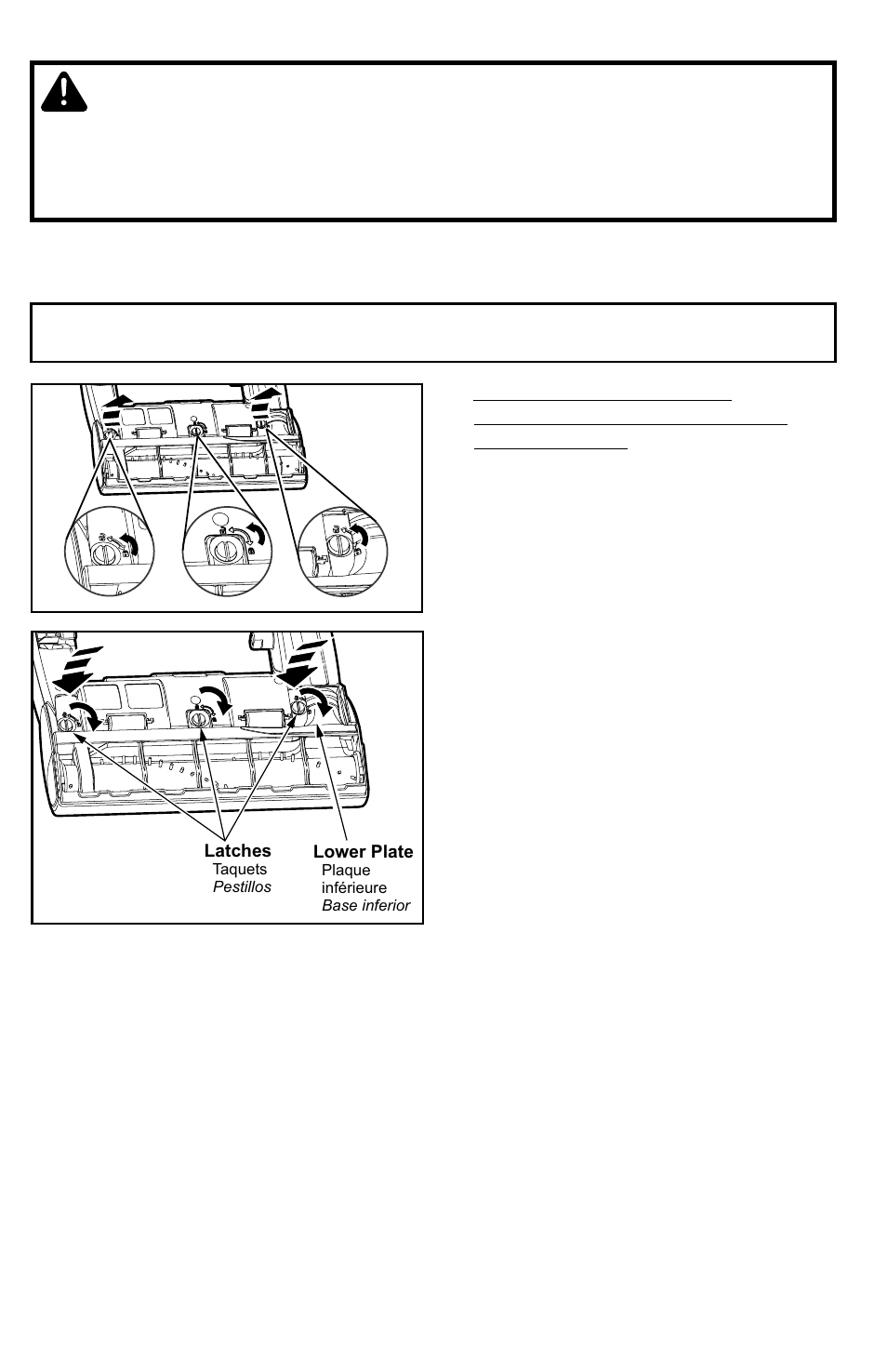 Removing and installing lower plate, Warning | Panasonic MC-UG787 User Manual | Page 34 / 56