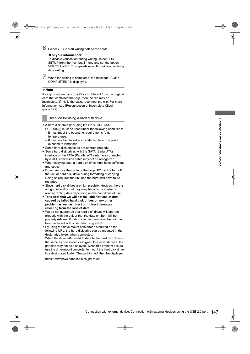 Panasonic AJ-P2C002SG User Manual | Page 147 / 206