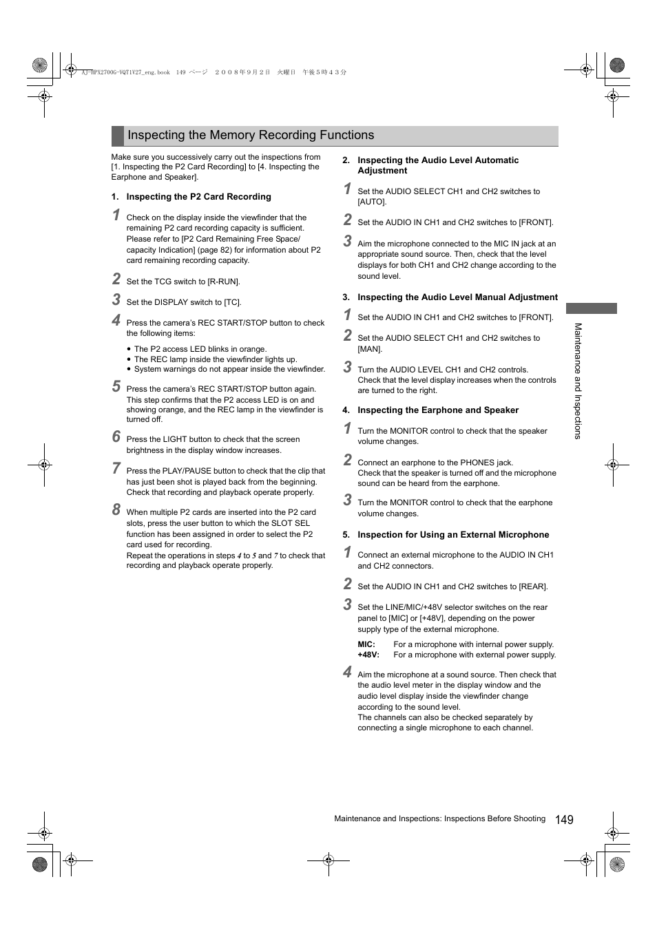 Panasonic AJ-P2C002SG User Manual | Page 149 / 206