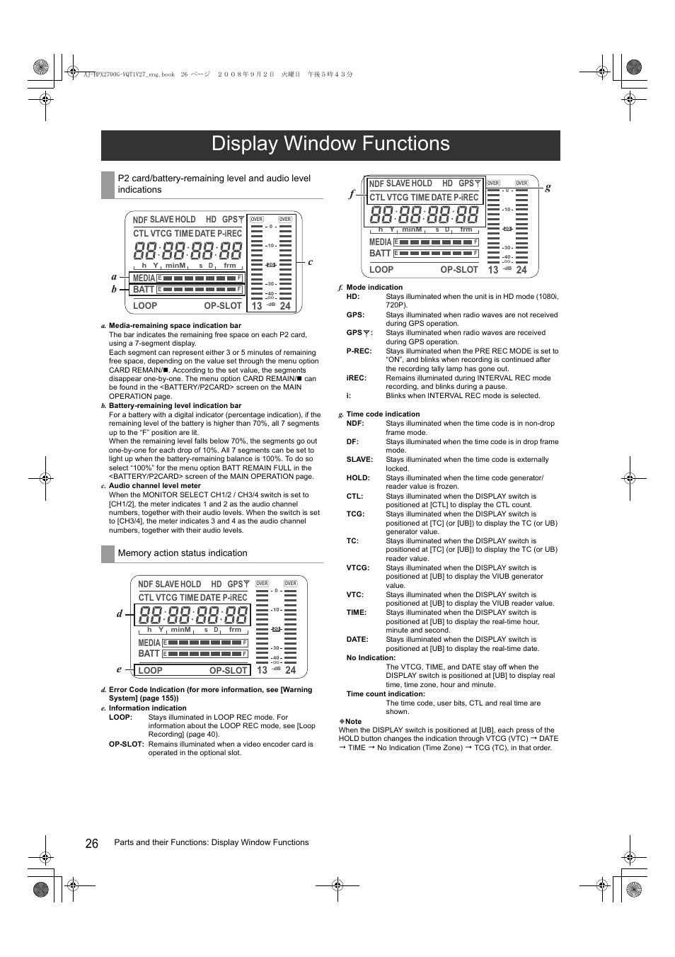 Display window functions, Ac b | Panasonic AJ-P2C002SG User Manual | Page 26 / 206