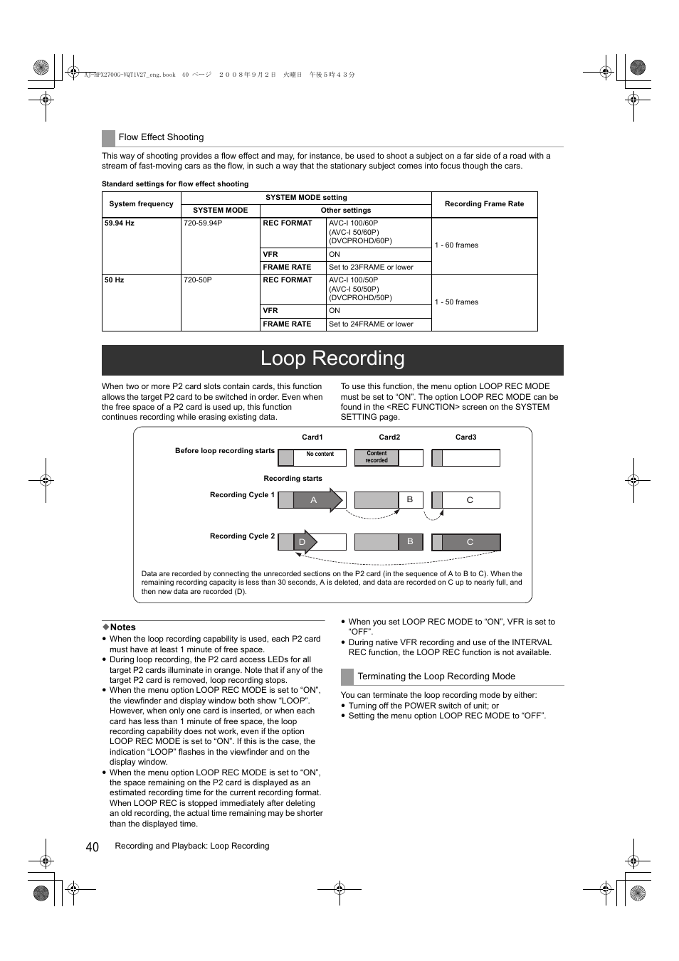 Loop recording | Panasonic AJ-P2C002SG User Manual | Page 40 / 206