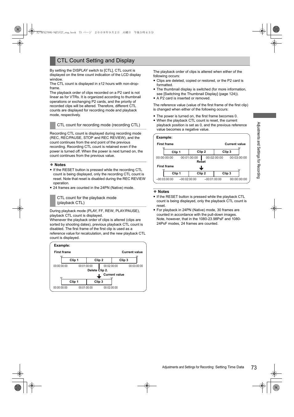 Ctl count setting and display | Panasonic AJ-P2C002SG User Manual | Page 73 / 206