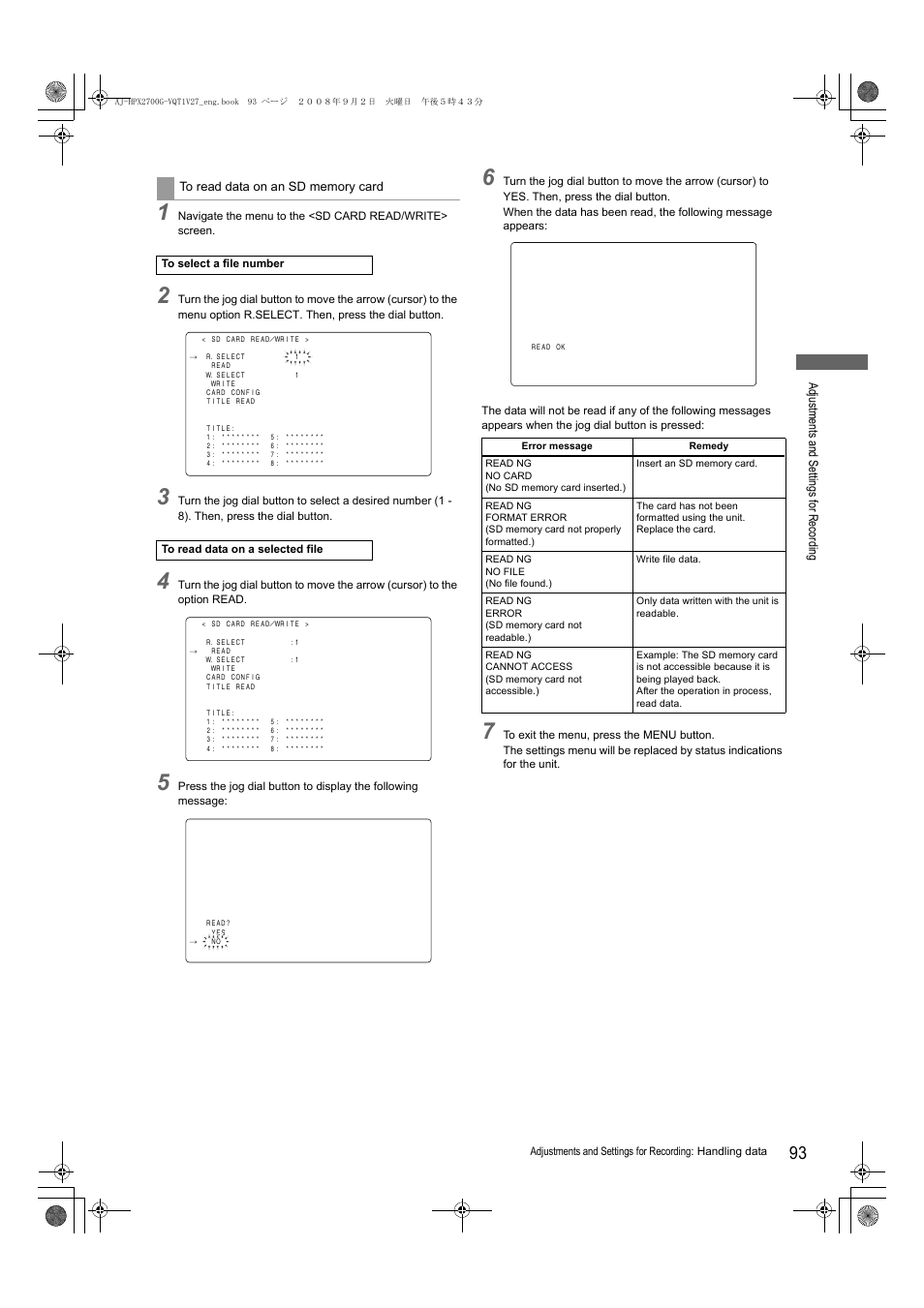 Panasonic AJ-P2C002SG User Manual | Page 93 / 206