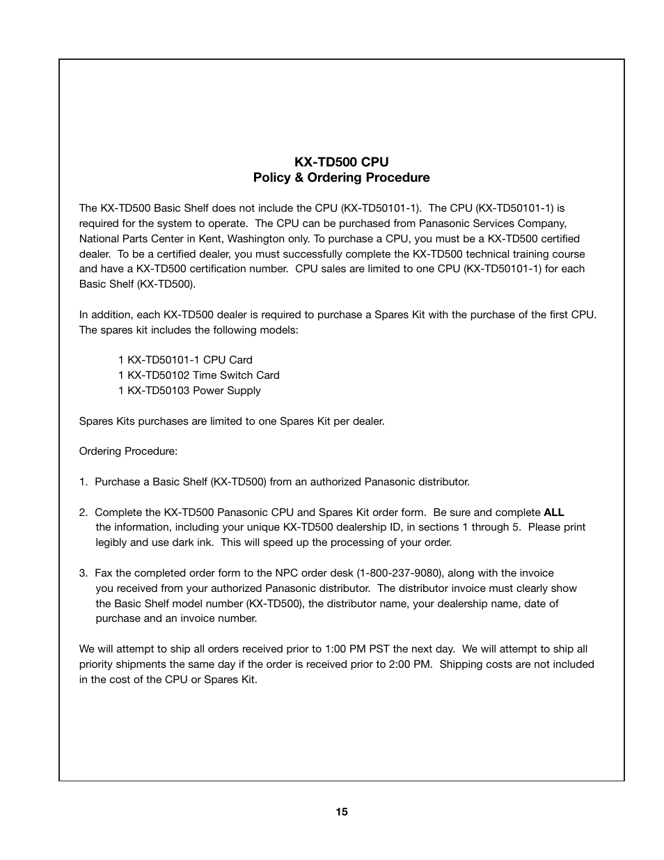 Panasonic KX-TD500 User Manual | Page 15 / 17