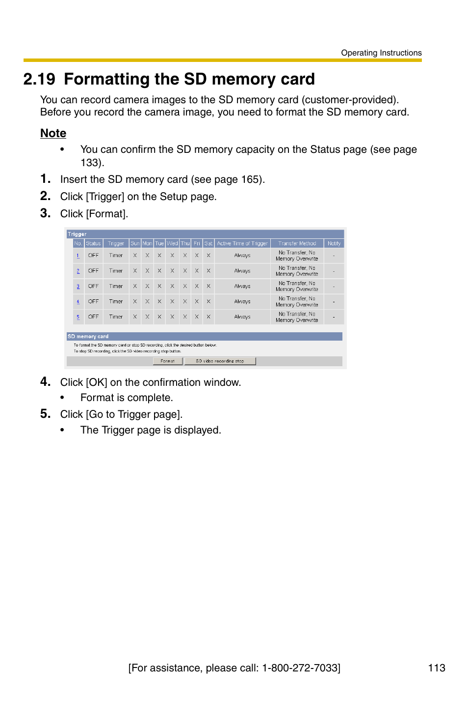 19 formatting the sd memory card | Panasonic BB-HCS301A User Manual | Page 113 / 172