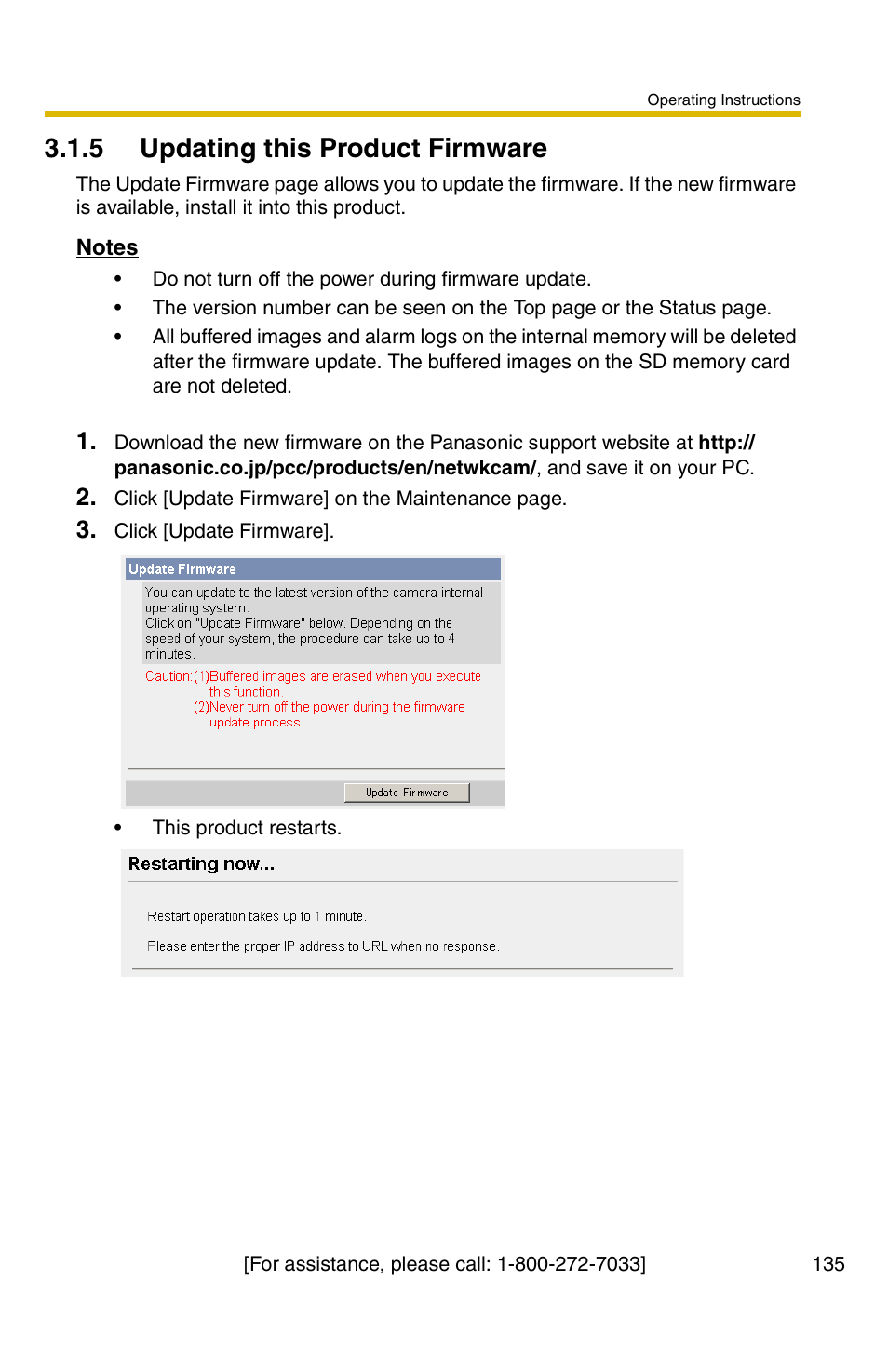 5 updating this product firmware | Panasonic BB-HCS301A User Manual | Page 135 / 172