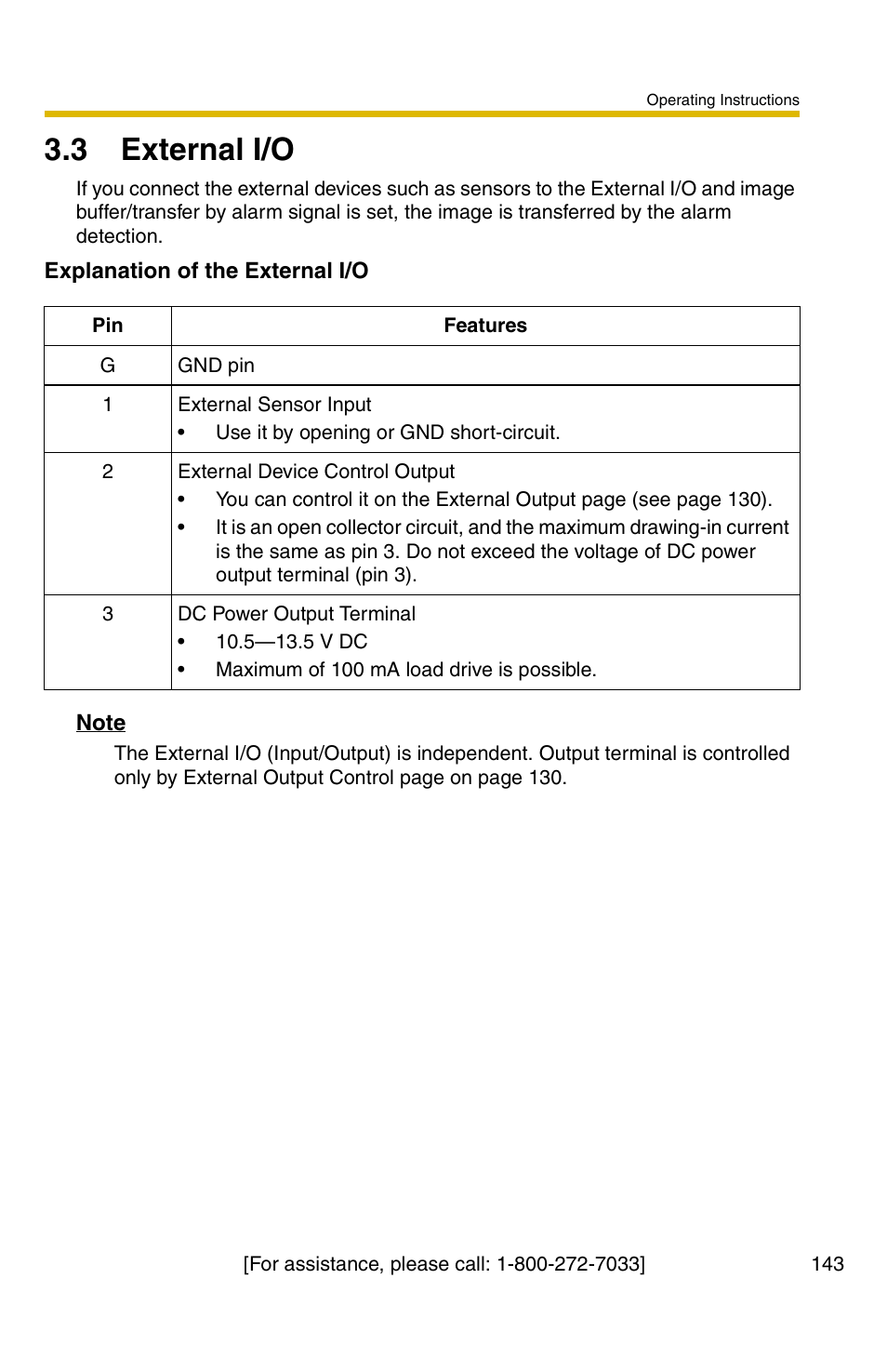 3 external i/o | Panasonic BB-HCS301A User Manual | Page 143 / 172