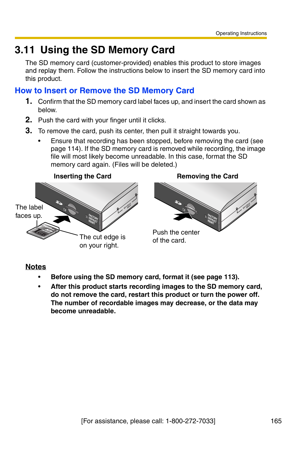 11 using the sd memory card, E 165 | Panasonic BB-HCS301A User Manual | Page 165 / 172