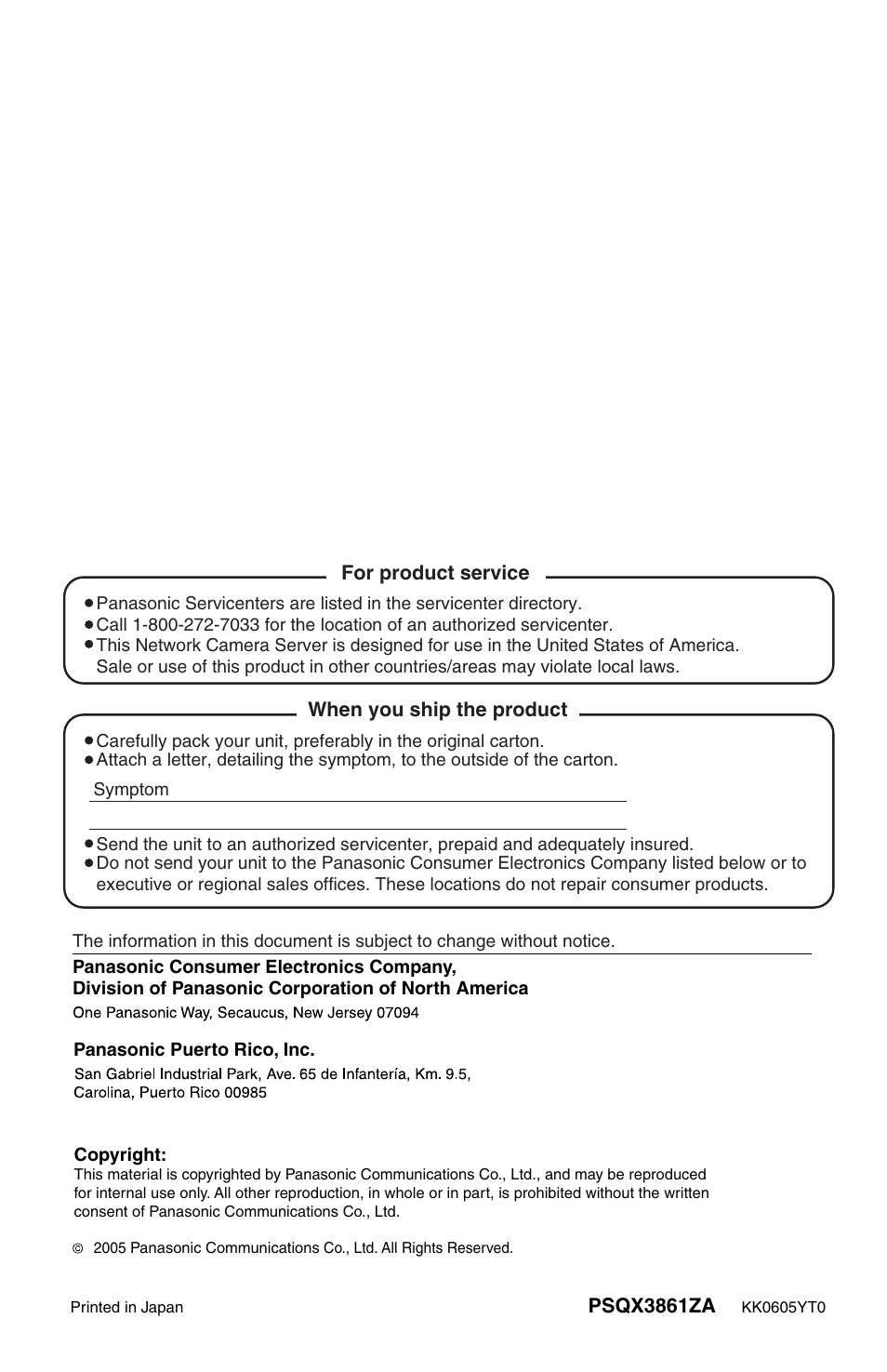 Panasonic BB-HCS301A User Manual | Page 172 / 172