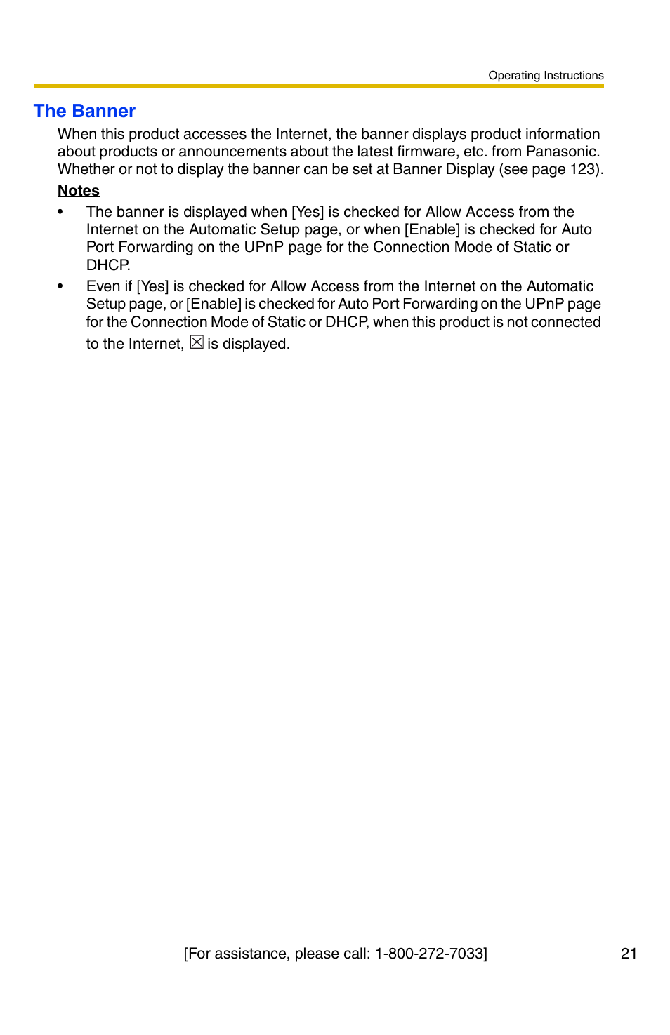 E 21, The banner | Panasonic BB-HCS301A User Manual | Page 21 / 172