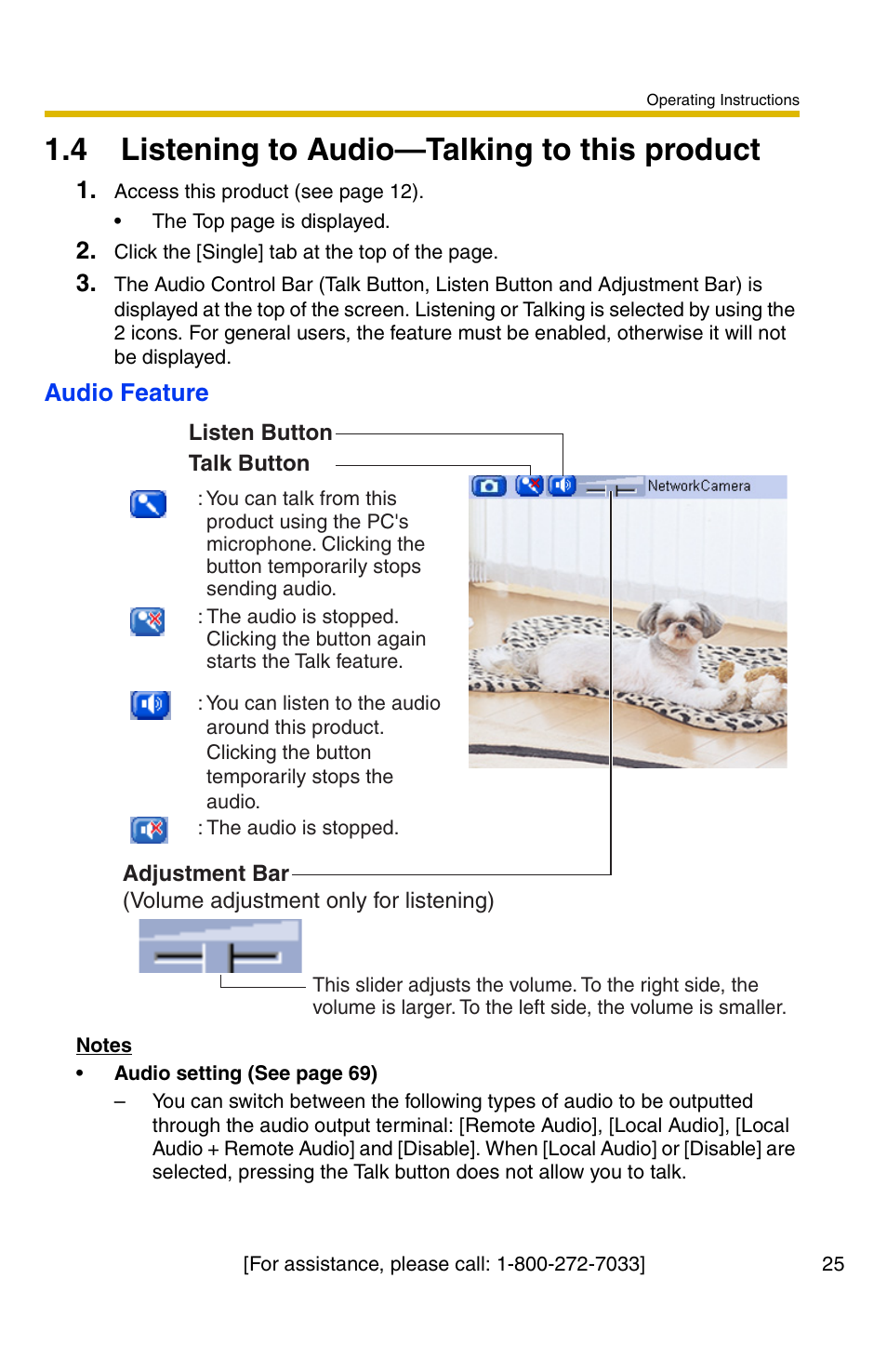 4 listening to audio-talking to this product, E 25, 4 listening to audio—talking to this product | Panasonic BB-HCS301A User Manual | Page 25 / 172