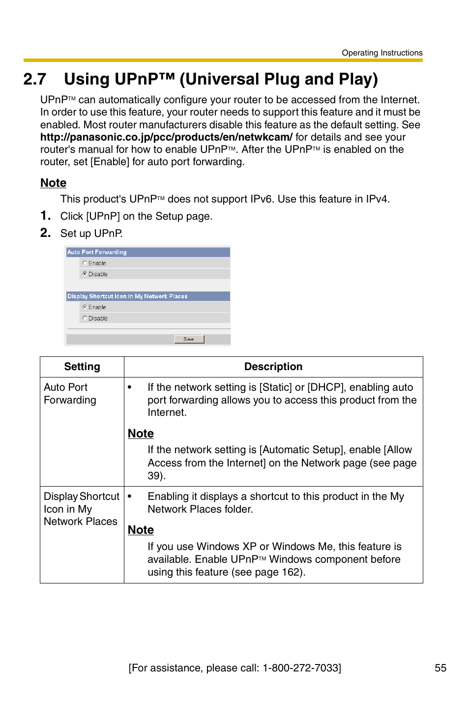 7 using upnp™ (universal plug and play), Ge 55 | Panasonic BB-HCS301A User Manual | Page 55 / 172