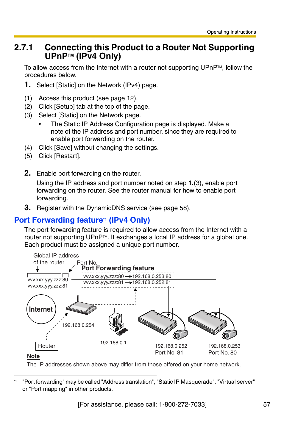 Ipv4 only), Port forwarding feature, Internet | Panasonic BB-HCS301A User Manual | Page 57 / 172