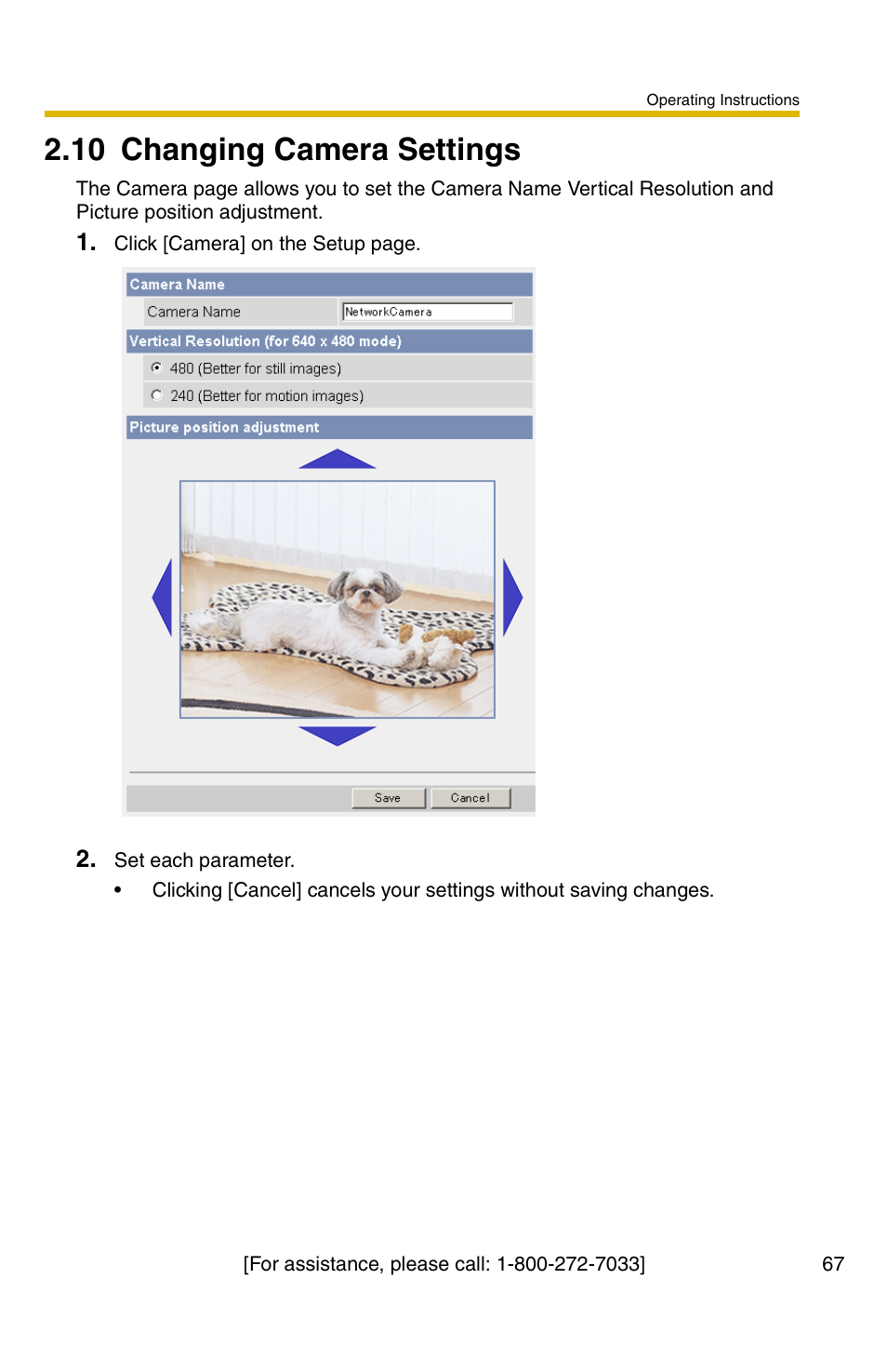 10 changing camera settings | Panasonic BB-HCS301A User Manual | Page 67 / 172